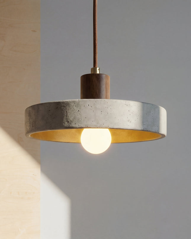 Lampa wisząca z regulowaną wysokością i ciepłym światłem LED – minimalistyczna lampa wisząca z trawertynu inspirowana stylem Bauhaus 1
