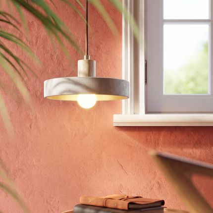 Lampa wisząca z regulowaną wysokością i ciepłym światłem LED – minimalistyczna lampa wisząca z trawertynu inspirowana stylem Bauhaus 2