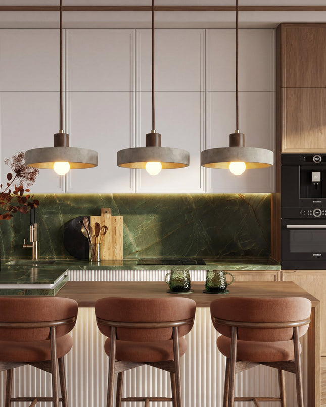 Lampa wisząca z regulowaną wysokością i ciepłym światłem LED – minimalistyczna lampa wisząca z trawertynu inspirowana stylem Bauhaus 3