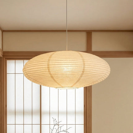 Lampa wisząca z regulowaną wysokością i delikatnym światłem LED – minimalistyczny wzór wabi-sabi z ręcznie robionego papieru 1