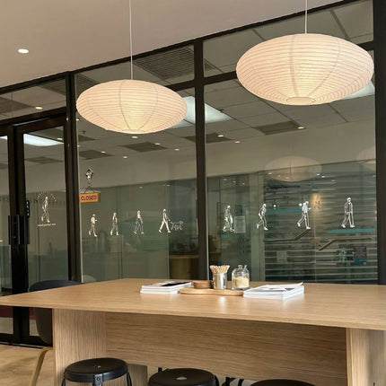 Lampa wisząca z regulowaną wysokością i delikatnym światłem LED – minimalistyczny wzór wabi-sabi z ręcznie robionego papieru 2