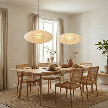 Lampa wisząca z regulowaną wysokością i delikatnym światłem LED – minimalistyczny wzór wabi-sabi z ręcznie robionego papieru 4