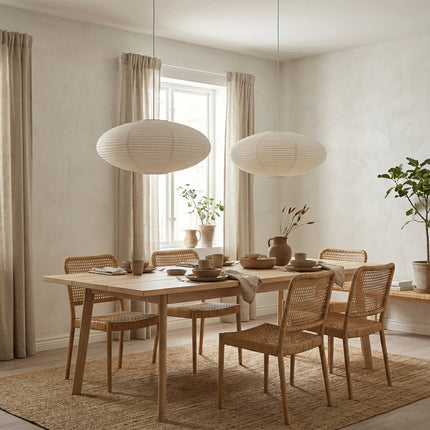 Lampa wisząca z regulowaną wysokością i delikatnym światłem LED – minimalistyczny wzór wabi-sabi z ręcznie robionego papieru 5