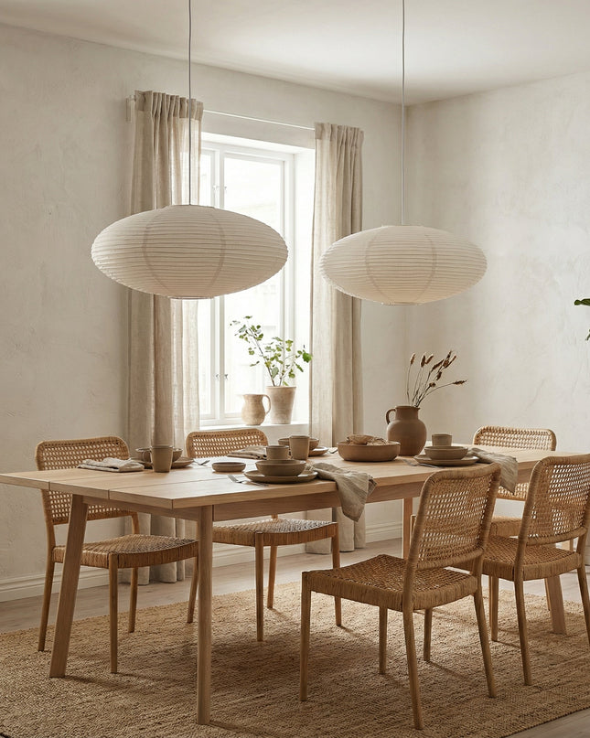 Lampa wisząca z regulowaną wysokością i delikatnym światłem LED – minimalistyczny wzór wabi-sabi z ręcznie robionego papieru 5