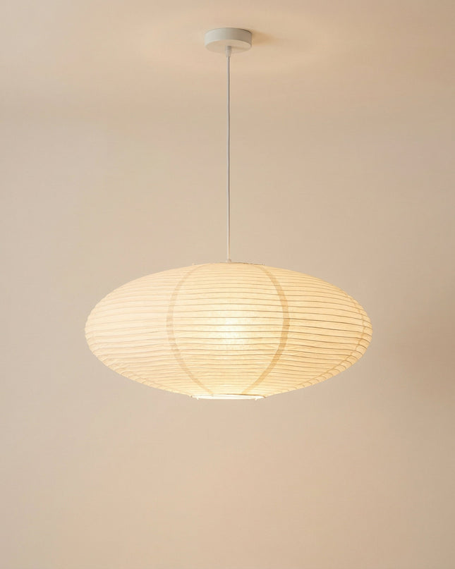 Lampa wisząca z regulowaną wysokością i delikatnym światłem LED – minimalistyczny wzór wabi-sabi z ręcznie robionego papieru 6