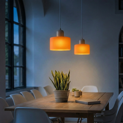 Lampa wisząca z regulowaną wysokością i przezroczystym szklanym kloszem do wyspy kuchennej – nowoczesny design Bauhaus 1