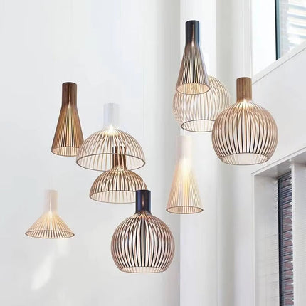 Lampa wisząca z regulowanym uchwytem sufitowym i organicznym, drewnianym wzorem – przytulna lampa wisząca do jadalni 3