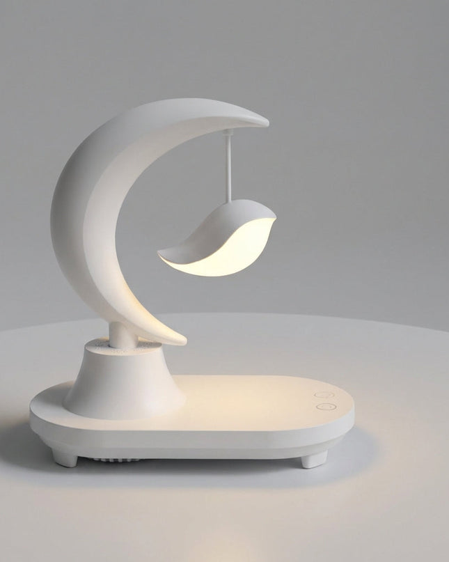Kompaktowa lampka nocna LED z Bluetooth i ładowaniem bezprzewodowym, idealna do sypialni, emit 0