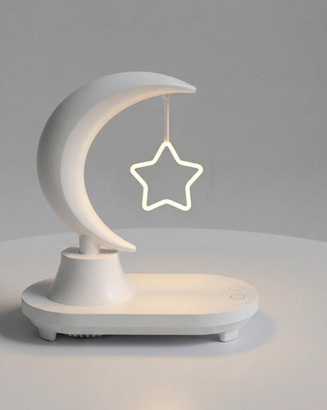 Kompaktowa lampka nocna LED z Bluetooth i ładowaniem bezprzewodowym, idealna do sypialni, emit 4