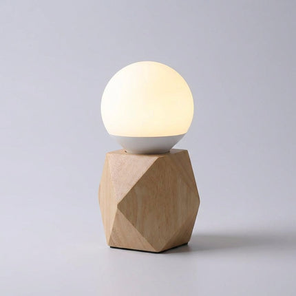 Lampka nocna z dotykowym sterowaniem, ładowaniem USB i nowoczesnym designem, featuring geometryczną podstawę LED 2