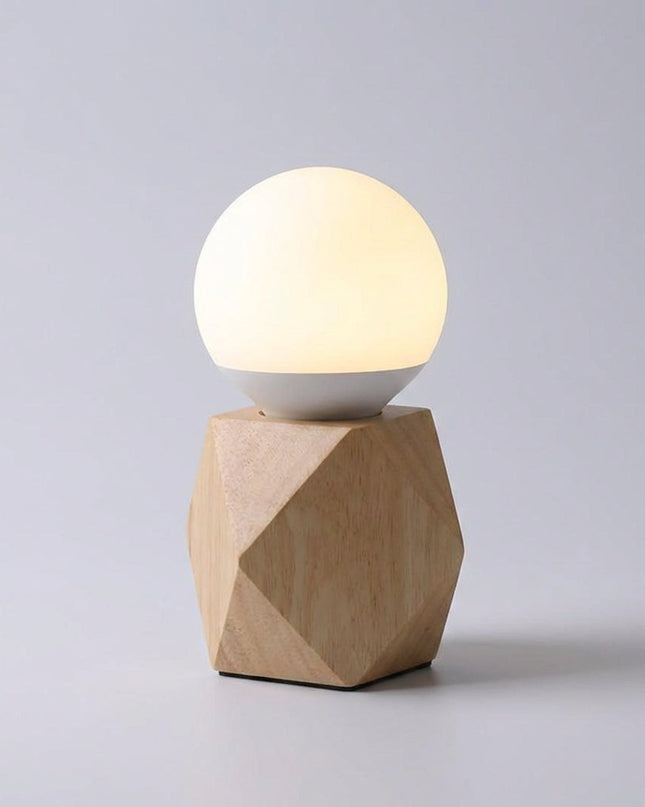 Lampka nocna z dotykowym sterowaniem, ładowaniem USB i nowoczesnym designem, featuring geometryczną podstawę LED 2