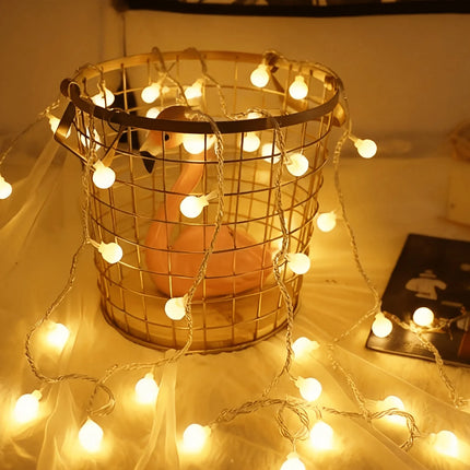 Lampki choinkowe LED na baterie z ciepłym białym światłem, miniaturowe kule, dostępne w długościa 0