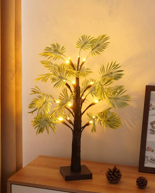 Lampki LED z Liśćmi Palmowymi – Ciepłe Światło Dekoracyjne do Wnętrz, Zasilane na Baterie, 11 x 55 cm 5