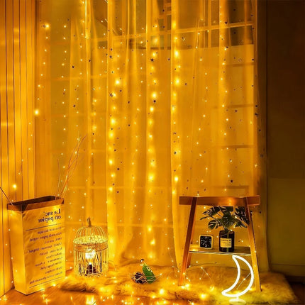 Lampki do zasłon LED z zasilaniem USB, 300 cm długości, ciepła biała barwa, osiem try 2
