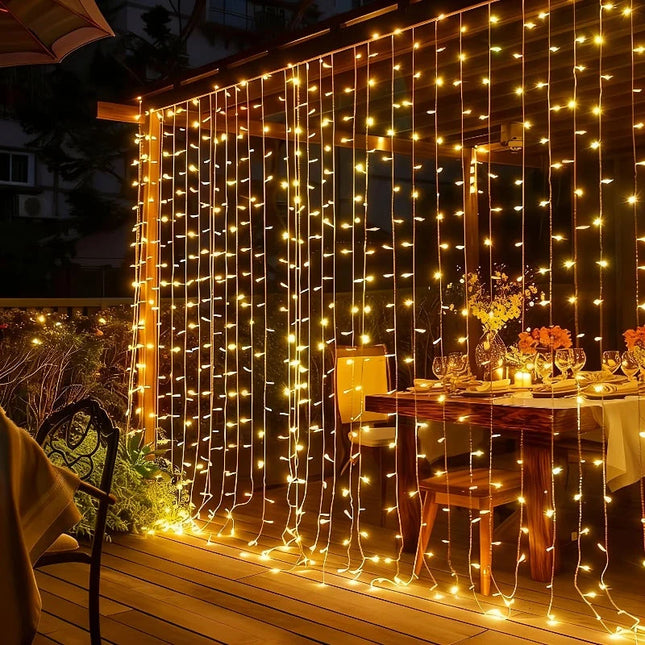 Lampki do zasłon LED z zasilaniem USB, 300 cm długości, ciepła biała barwa, osiem try 4