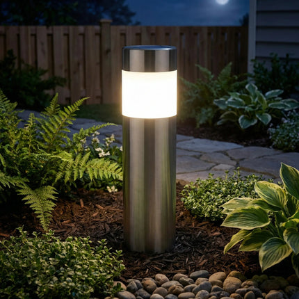 Lampy ogrodowe solarne LED cylindryczne z automatycznym włączaniem, emitujące ciepłe białe światło 2