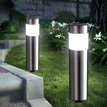 Lampy ogrodowe solarne LED cylindryczne z automatycznym włączaniem, emitujące ciepłe białe światło 4