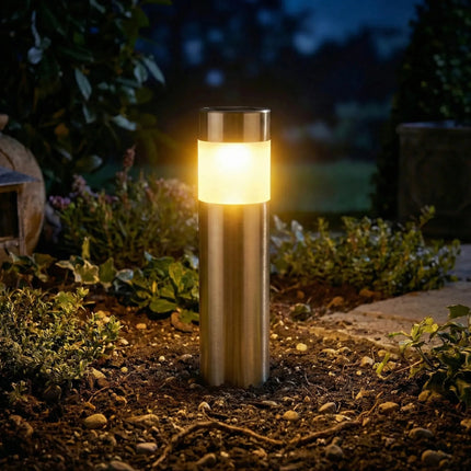 Lampy ogrodowe solarne LED cylindryczne z automatycznym włączaniem, emitujące ciepłe białe światło 5