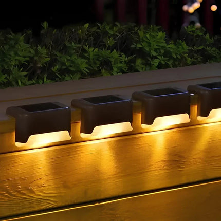 Lampy schodowe solarne LED z kompaktowym oświetleniem krawędziowym w brązowej i czarnej 8