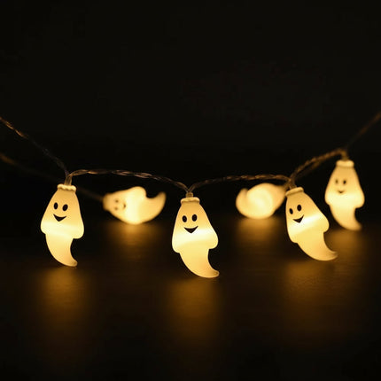 Łańcuchy świetlne LED na Halloween z motywem duchów, zasilane bateryjnie, długość 150 1