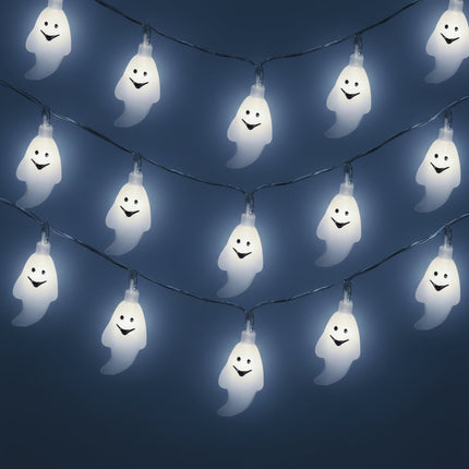 Łańcuchy świetlne LED na Halloween z motywem duchów, zasilane bateryjnie, długość 150 2