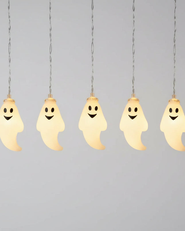 Łańcuchy świetlne LED na Halloween z motywem duchów, zasilane bateryjnie, długość 150 3