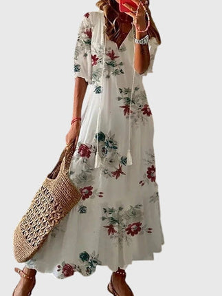 Letnia sukienka w stylu boho vintage z efektownym dekoltem w serek – lekki i przewiewny fason na co dzień i w eleganckim wydaniu 5
