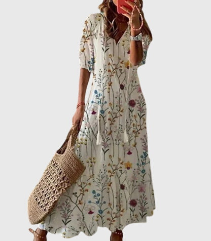 Letnia sukienka w stylu boho vintage z efektownym dekoltem w serek – lekki i przewiewny fason na co dzień i w eleganckim wydaniu 6