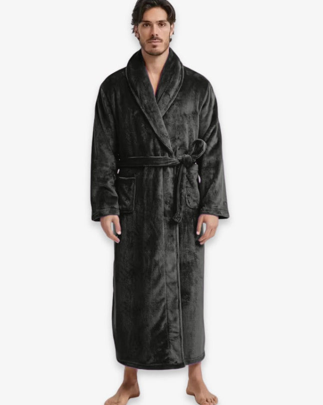 Luksusowy Męski Szlafrok z Mikropolaru, Ciepły i Wygodny, Regulowane Dopasowanie z Kieszeniami 0