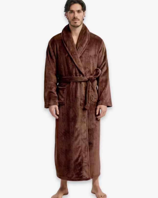 Luksusowy Męski Szlafrok z Mikropolaru, Ciepły i Wygodny, Regulowane Dopasowanie z Kieszeniami 8