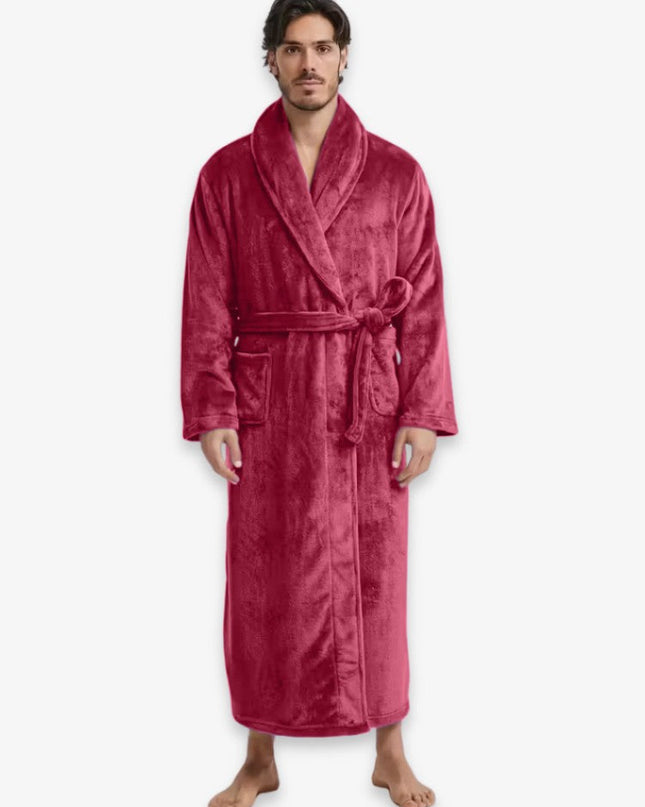 Luksusowy Męski Szlafrok z Mikropolaru, Ciepły i Wygodny, Regulowane Dopasowanie z Kieszeniami 9