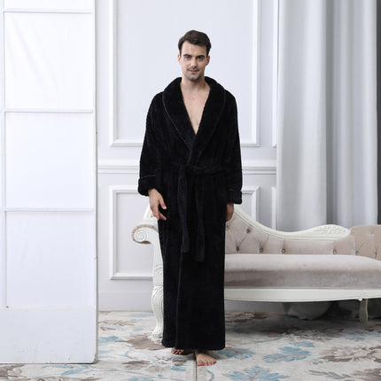 Luksusowy flanelowy szlafrok termiczny dla mężczyzn | Bardzo długi 1
