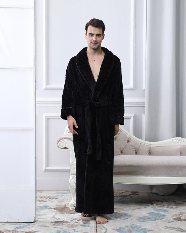 Luksusowy flanelowy szlafrok termiczny dla mężczyzn | Bardzo długi 1