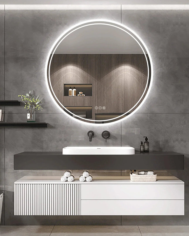 LumiMirror – duże okrągłe lustro łazienkowe LED z ekranem dotykowym i funkcją ściemniania 0