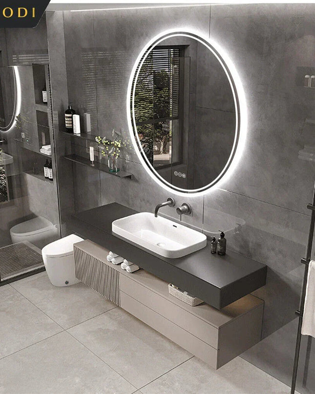 LumiMirror – duże okrągłe lustro łazienkowe LED z ekranem dotykowym i funkcją ściemniania 1