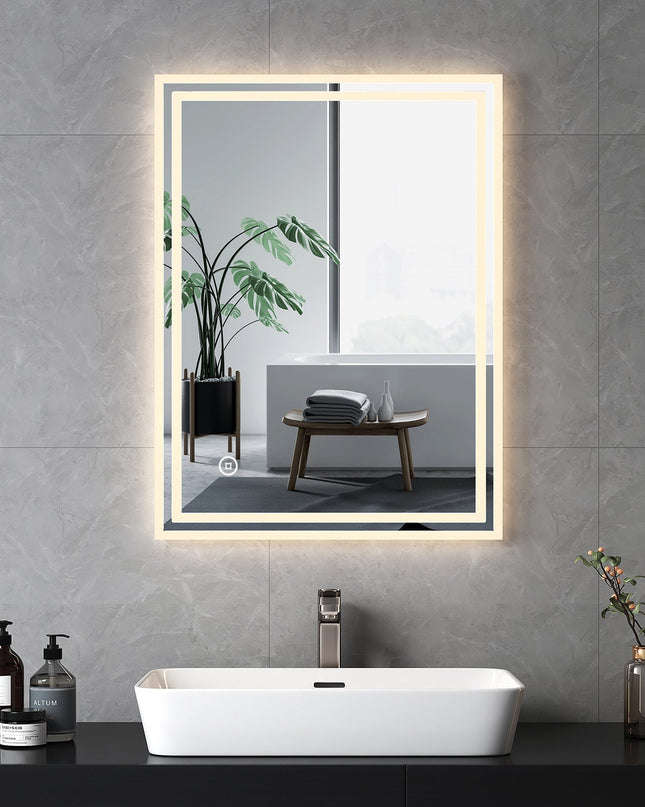 Lustro Łazienkowe LED z Oświetleniem Dotykowym 3 w 1 i Funkcją Przeciwmgielną – Nowoczesne Lustro do Łazienki 60x80 cm 0