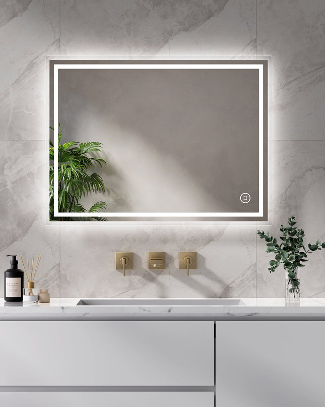 Lustro Łazienkowe LED z Oświetleniem Dotykowym 3 w 1 i Funkcją Przeciwmgielną – Nowoczesne Lustro do Łazienki 60x80 cm 1