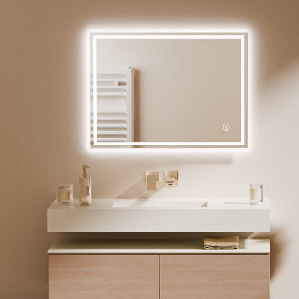 Lustro Łazienkowe LED z Oświetleniem Dotykowym 3 w 1 i Funkcją Przeciwmgielną – Nowoczesne Lustro do Łazienki 60x80 cm 2