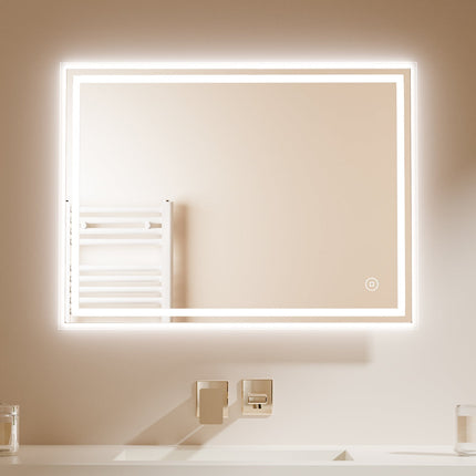 Lustro Łazienkowe LED z Oświetleniem Dotykowym 3 w 1 i Funkcją Przeciwmgielną – Nowoczesne Lustro do Łazienki 60x80 cm 3