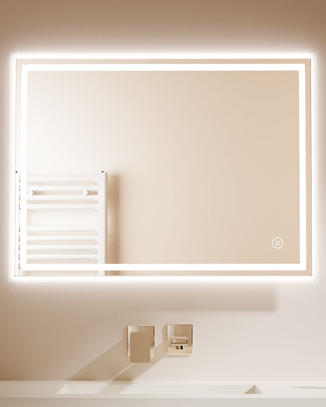 Lustro Łazienkowe LED z Oświetleniem Dotykowym 3 w 1 i Funkcją Przeciwmgielną – Nowoczesne Lustro do Łazienki 60x80 cm 3