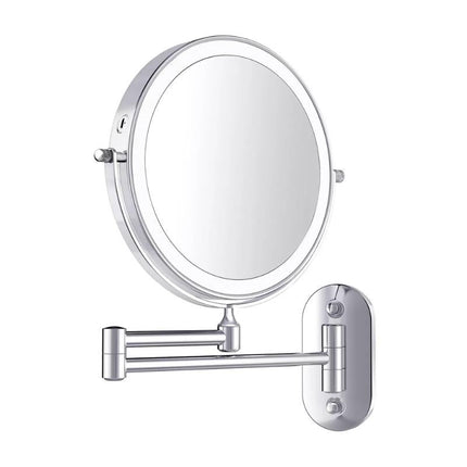 Lustro do Makijażu LED 20 cm z Powiększeniem i Chromowanym Wykończeniem – Podświetlane Lusterko z Ładowaniem USB 0