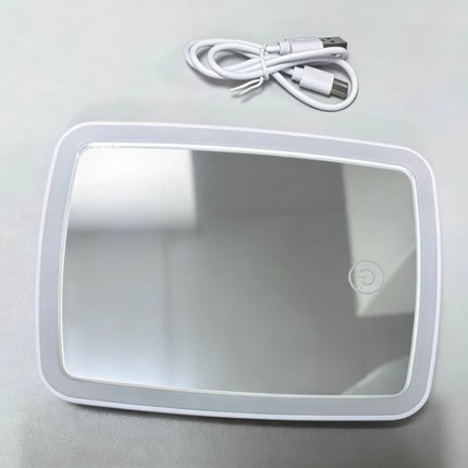Lustro do makijażu LED z regulacją jasności, białe podświetlane lusterko z zasilaniem USB oraz bat 1
