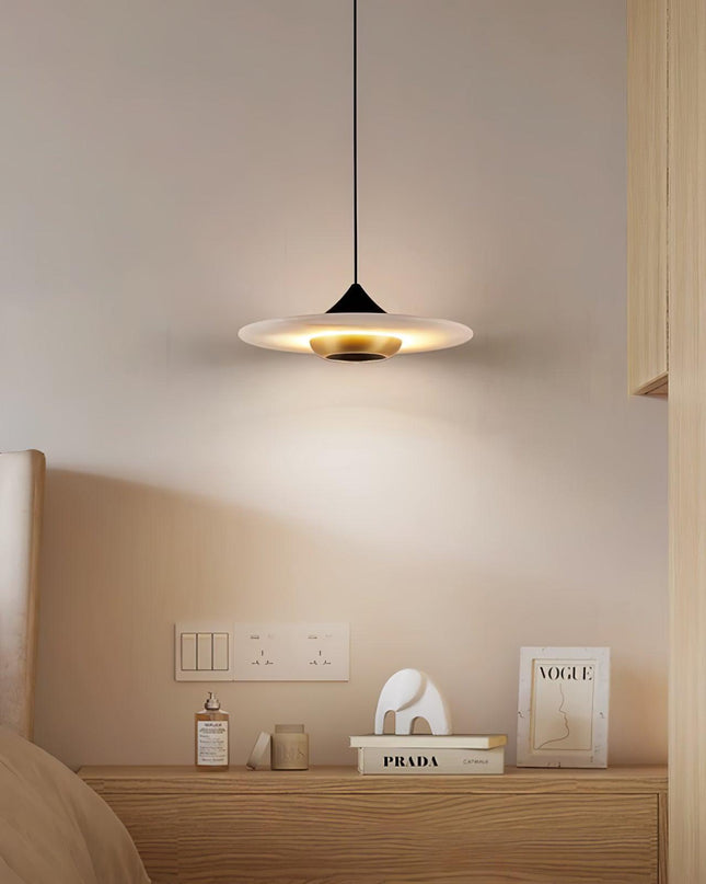 Marmurowa Lampa Wisząca Flying Saucer – Elegancka Lampa do Salonu, 25 cm, Z Wbudowaną Diody LED 7