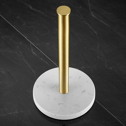 Marmurowo-złoty uchwyt na ręczniki kuchenne – stylowy design na duże i standardowe rolki 5