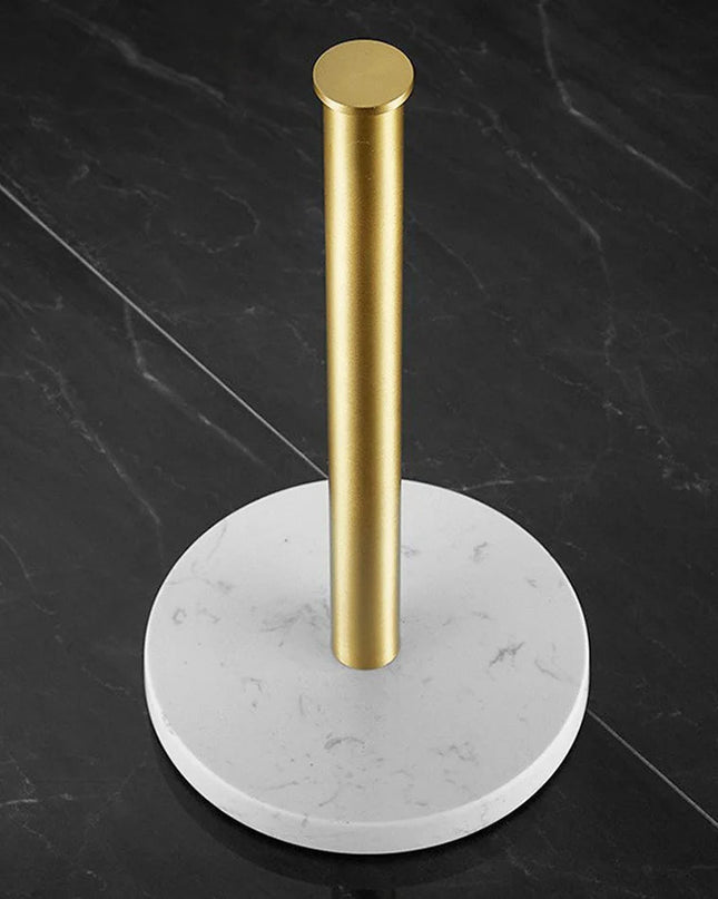 Marmurowo-złoty uchwyt na ręczniki kuchenne – stylowy design na duże i standardowe rolki 5