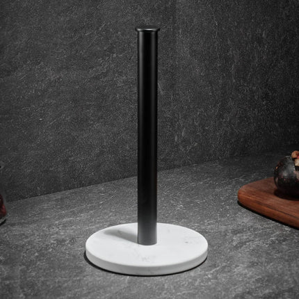 Marmurowo-złoty uchwyt na ręczniki kuchenne – stylowy design na duże i standardowe rolki 7