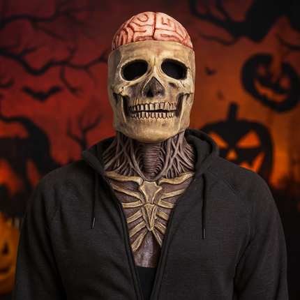 Maska Halloween z ruchomą szczęką, pełna maska szkieletowa z lateksu dla dorosłych, idealna 0