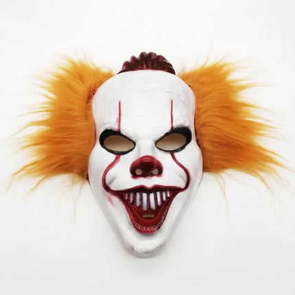 Maska Klauna z Kolorowymi Włosami na Halloween, idealna do cosplayu i imprez kostiumowych, z wyraz 0