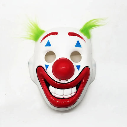 Maska Klauna z Kolorowymi Włosami na Halloween, idealna do cosplayu i imprez kostiumowych, z wyraz 3