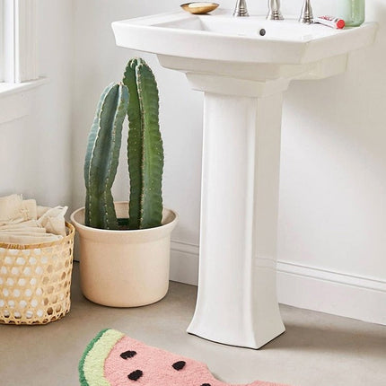 Mata Łazienkowa Szybkoschnąca DryStep z Antypoślizgowym Spodem – Chłonna Mikrofibra, Różowa z Zielonym i Czarnym, 70x35 cm 2